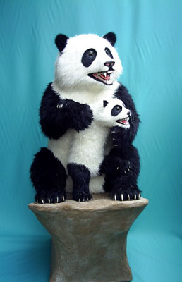 仿真熊猫抱仔