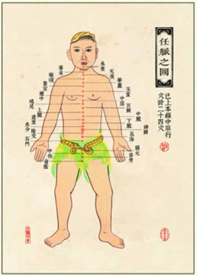 中医针灸挂图：任脉图 仿古宣纸画芯