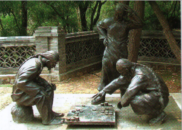 下棋 铜雕