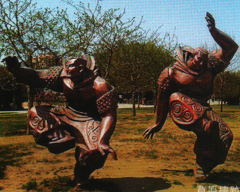 内蒙古摔跤手 铜雕